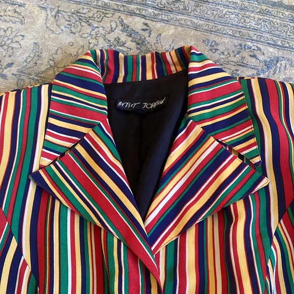 Vintage Betsey Johnson Striped Rayon Blazer Jacket - Picture 2 of 16